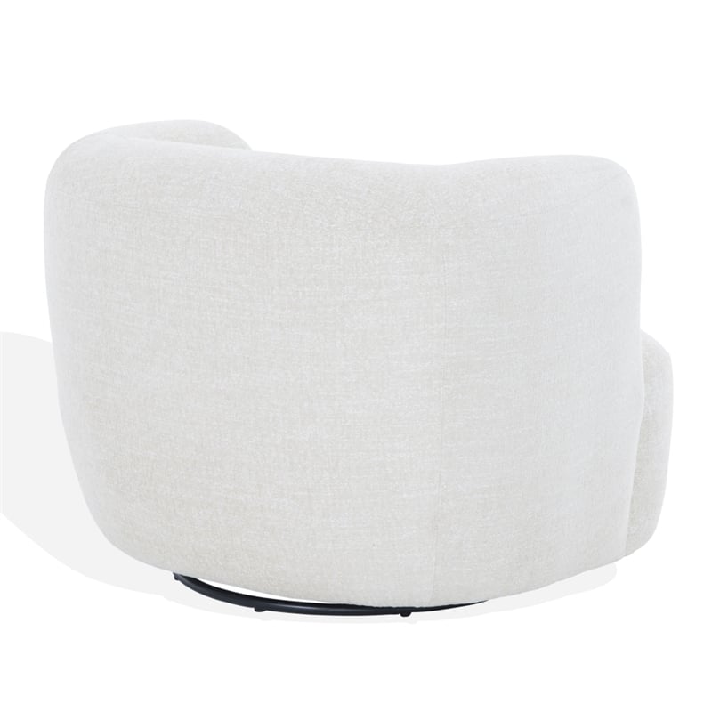 Safavieh Joangela Chenille and Wood Swivel Chair in Taupe
