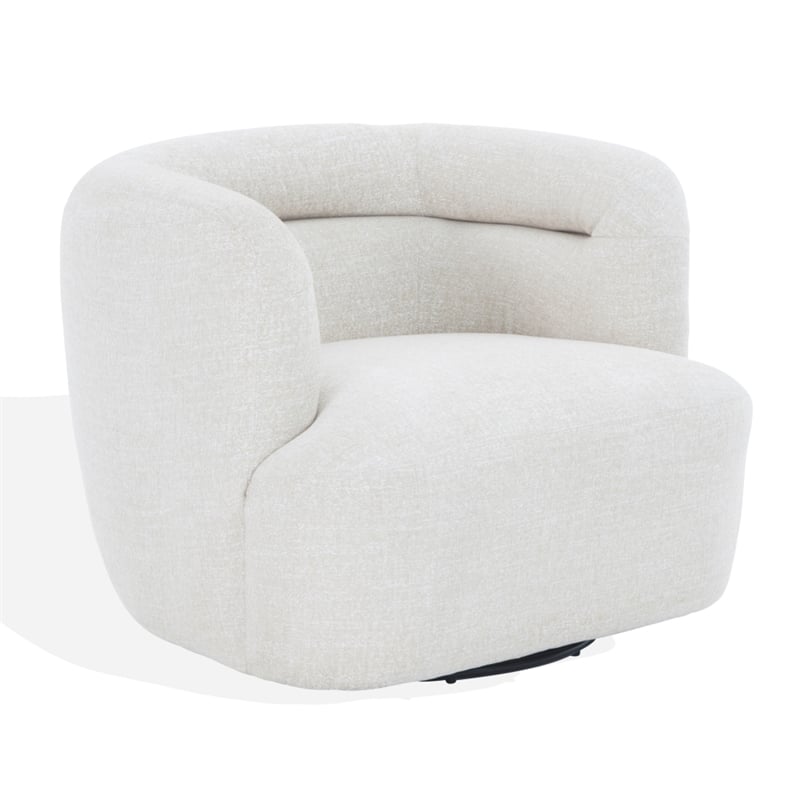 Safavieh Joangela Chenille and Wood Swivel Chair in Taupe