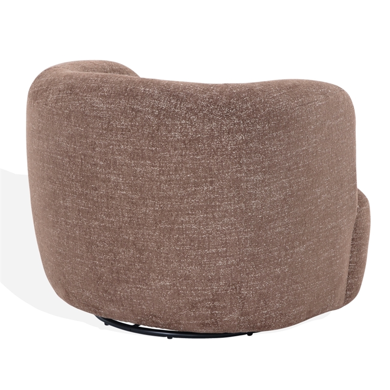 Safavieh Joangela Chenille and Wood Swivel Chair in Brown