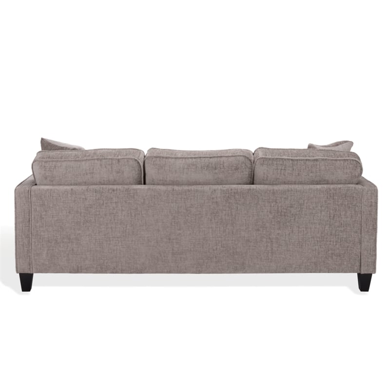 Safavieh Taylyn Chenille and Wood 3 Seat Sofa in Light Brown