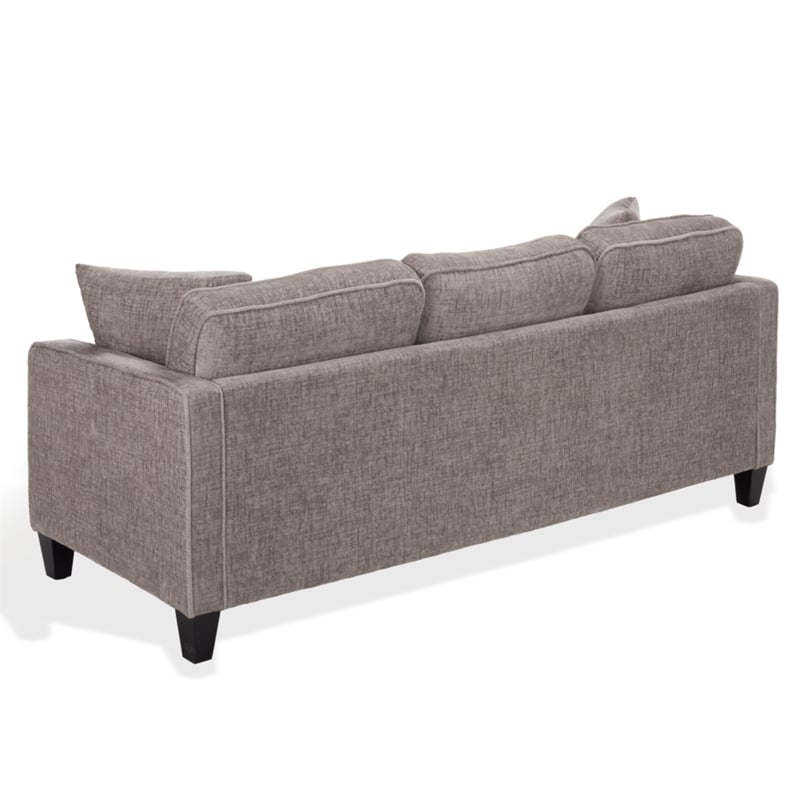 Safavieh Taylyn Chenille and Wood 3 Seat Sofa in Light Brown
