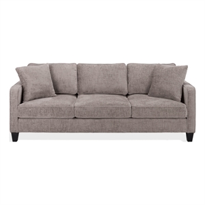 Safavieh Taylyn Chenille and Wood 3 Seat Sofa in Light Brown