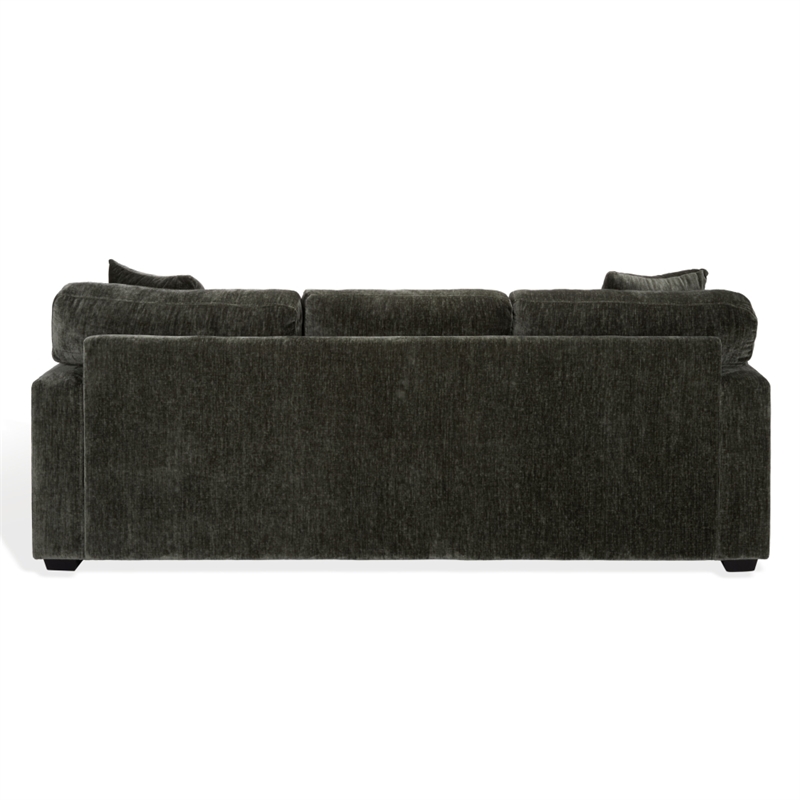 Safavieh Vasquez Chenille and Wood 3 Seat Sofa in Green