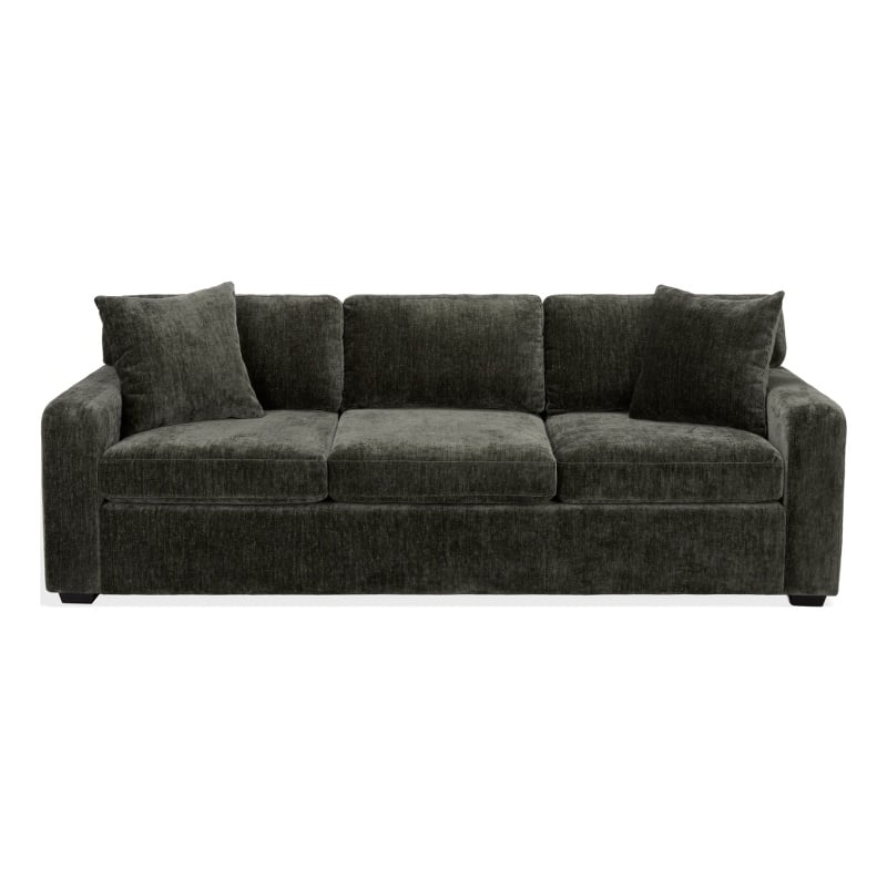 Safavieh Vasquez Chenille and Wood 3 Seat Sofa in Green