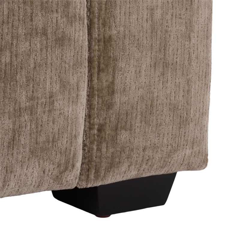 Safavieh Vasquez Chenille and Wood 3 Seat Sofa in Brown