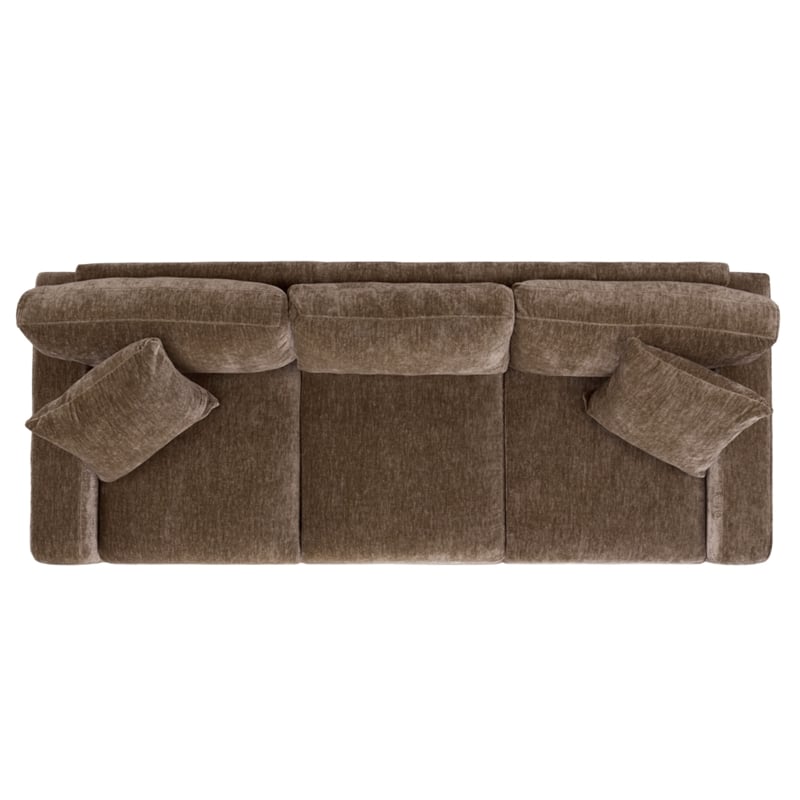 Safavieh Vasquez Chenille and Wood 3 Seat Sofa in Brown