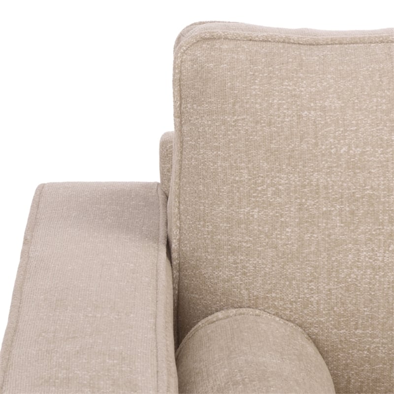 Safavieh Robertson Chenille and Wood 3 Seat Sofa in Taupe