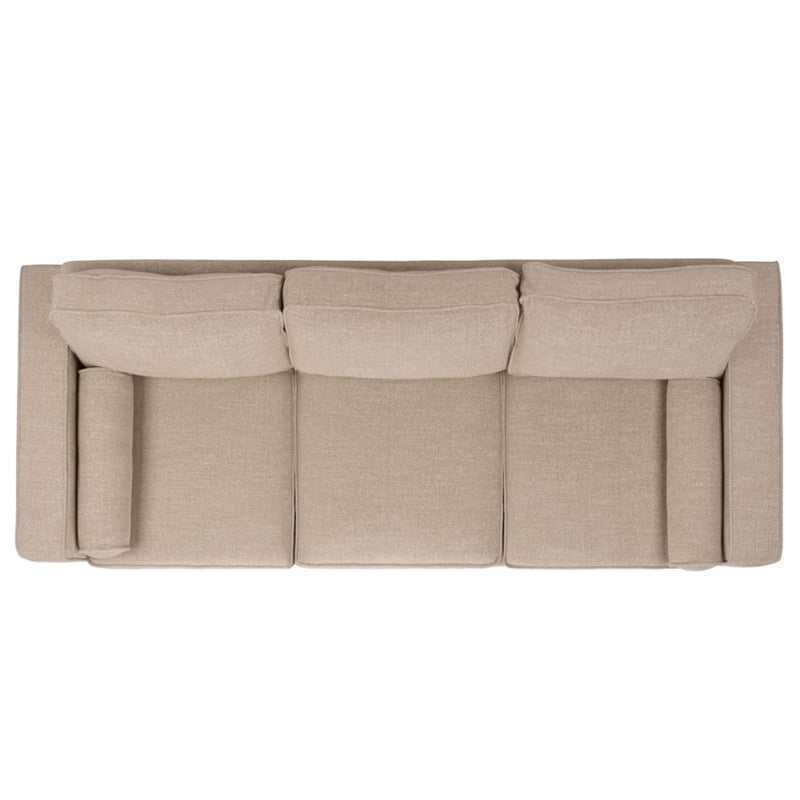 Safavieh Robertson Chenille and Wood 3 Seat Sofa in Taupe