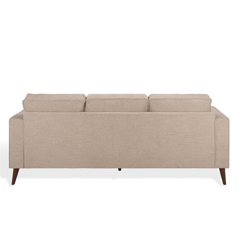 Safavieh Robertson Chenille and Wood 3 Seat Sofa in Taupe