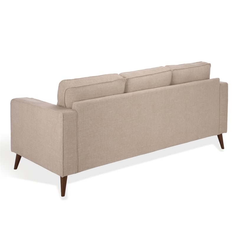 Safavieh Robertson Chenille and Wood 3 Seat Sofa in Taupe