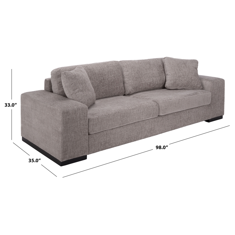 Safavieh Oakleigh Chenille and Wood Sofa in Gray
