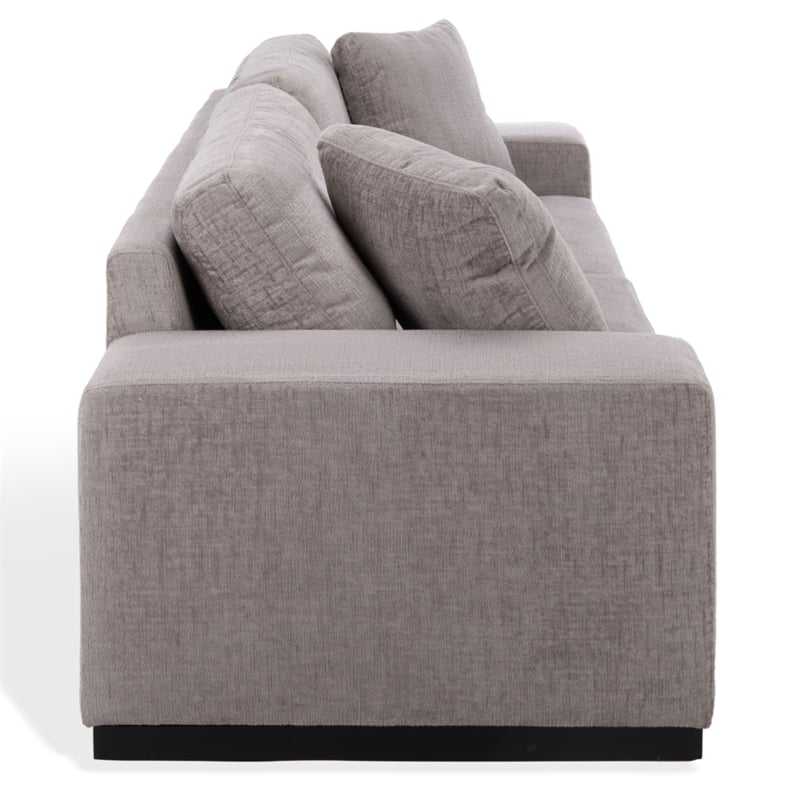 Safavieh Oakleigh Chenille and Wood Sofa in Gray