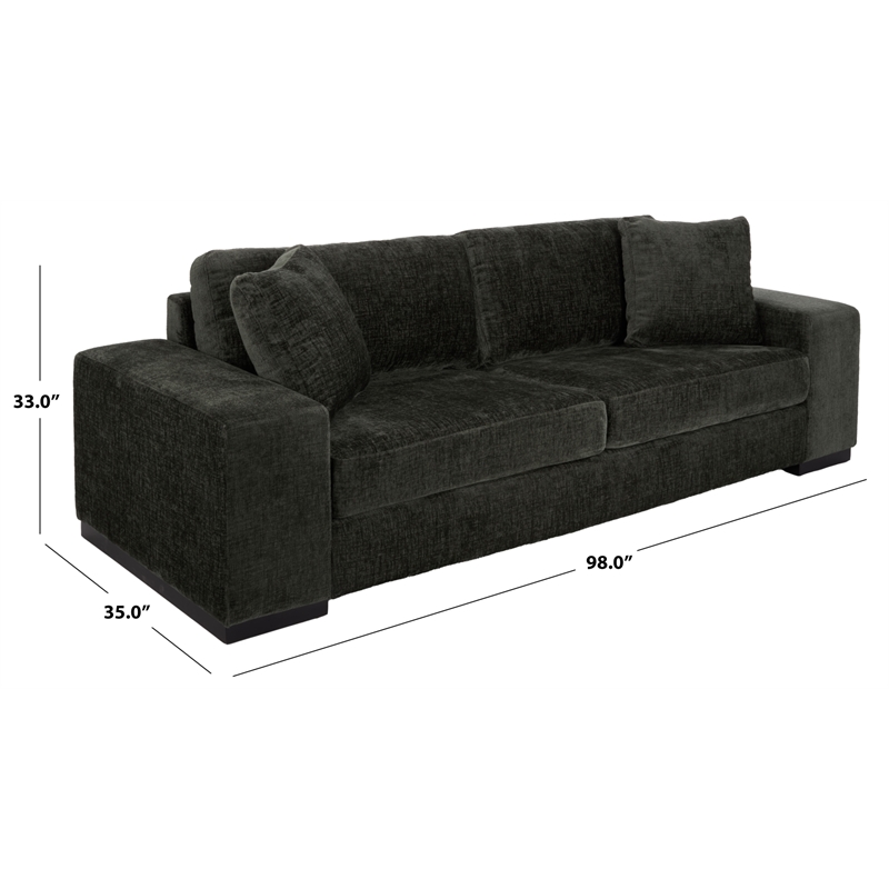 Safavieh Oakleigh Chenille and Wood Sofa in Green