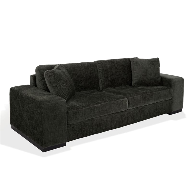 Safavieh Oakleigh Chenille and Wood Sofa in Green