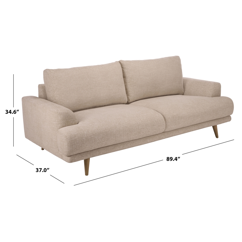 Safavieh Nikolai Chenille and Wood Sofa in Taupe