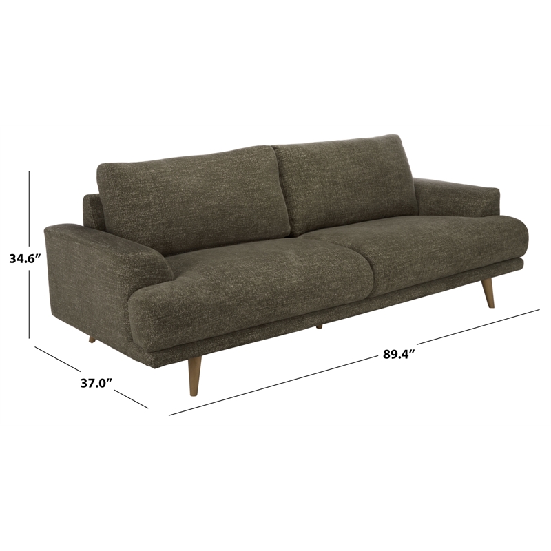 Safavieh Nikolai Chenille and Wood Sofa in Green