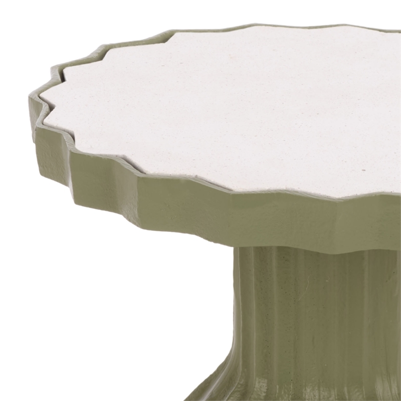 Safavieh Cindylyn Concrete Top Accent Table in Olive  / White