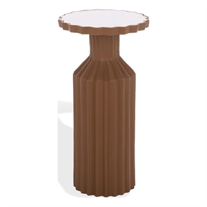 Safavieh Cindylyn Concrete Top Accent Table in Brown / White