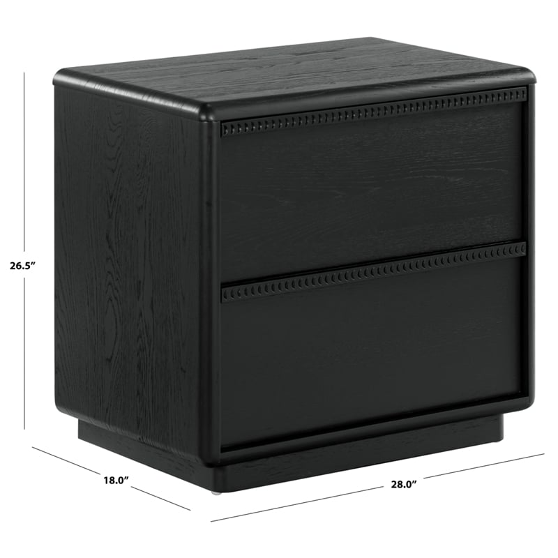 Safavieh Alanna 2 Drawer Wood Nightstand in Black