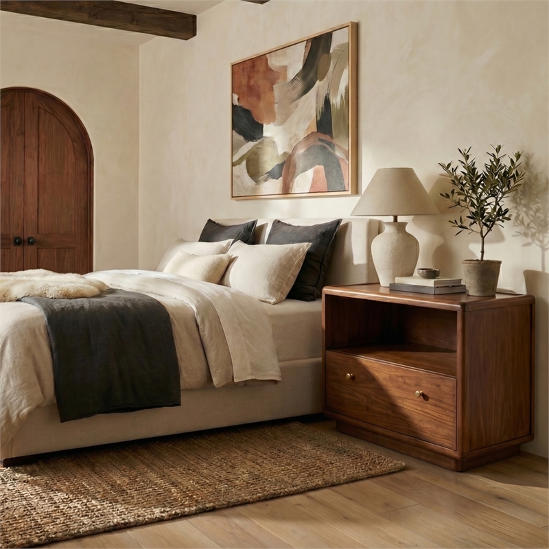 Safavieh Bellabrianna 1 Drawer Wood Nightstand in Cherry