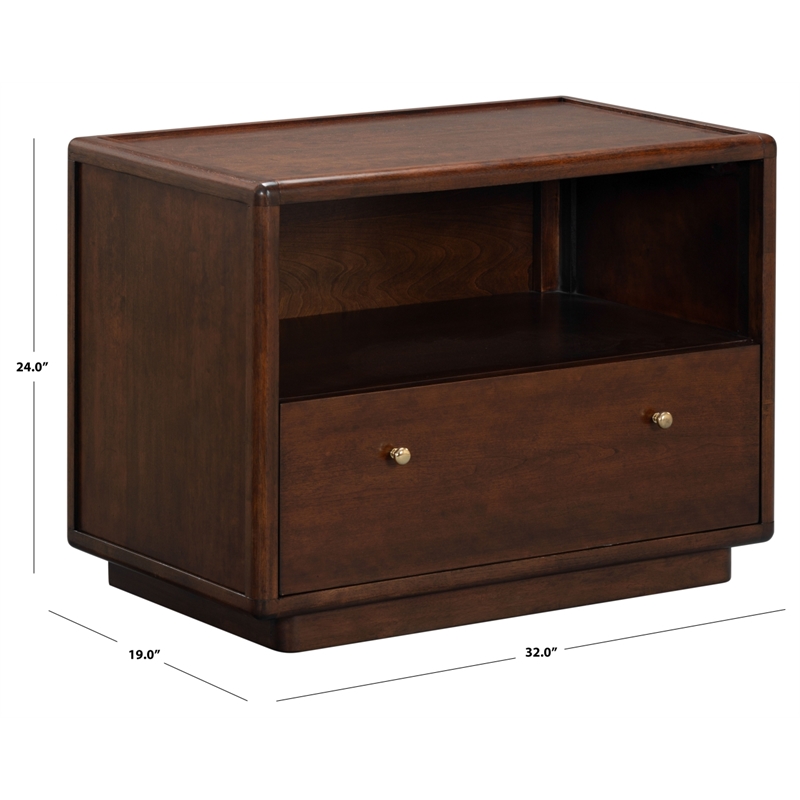 Safavieh Bellabrianna 1 Drawer Wood Nightstand in Cherry
