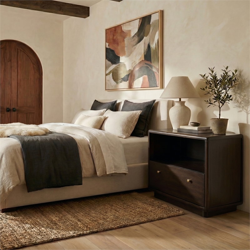 Safavieh Bellabrianna 1 Drawer Wood Nightstand in Black