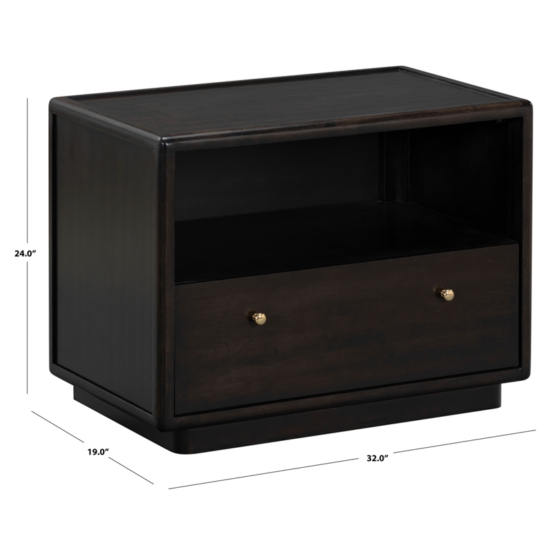 Safavieh Bellabrianna 1 Drawer Wood Nightstand in Black