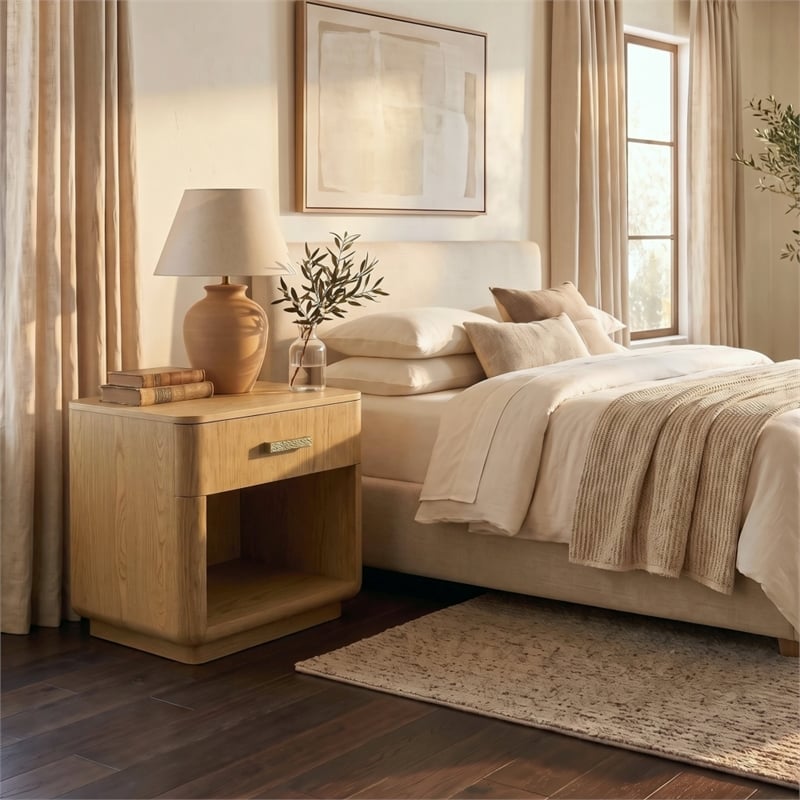 Safavieh Carmilla 1 Drawer Wood Nightstand in Brown / Oak