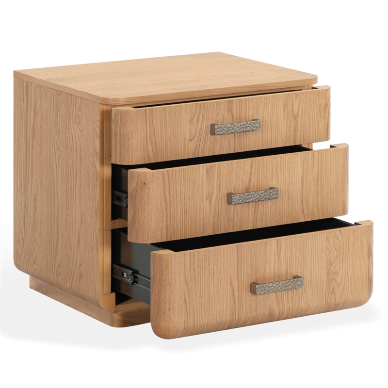 Safavieh Carmilla 3 Drawer Wood Nightstand in Brown / Oak