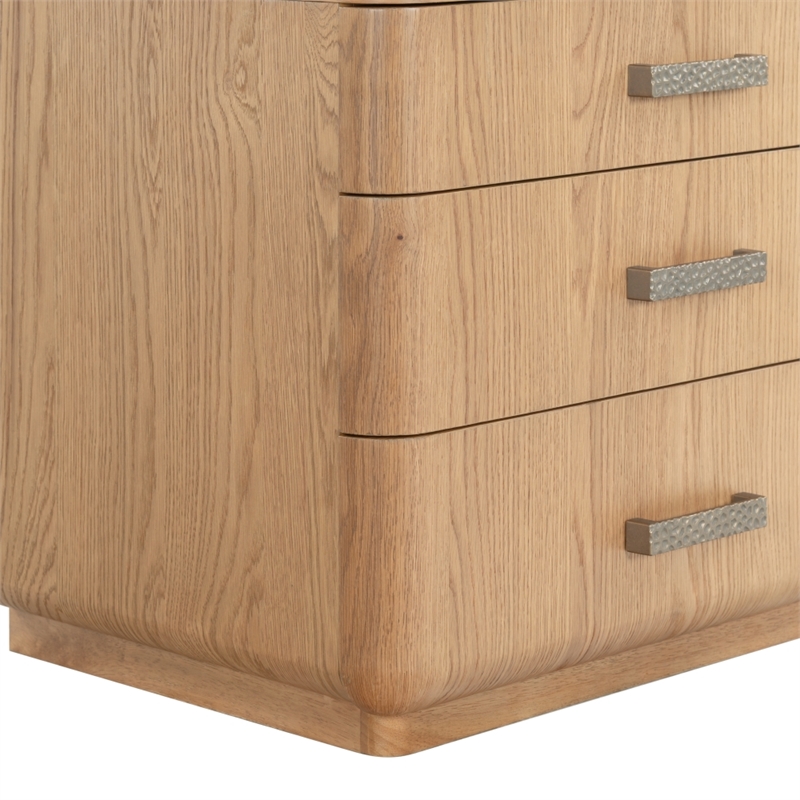 Safavieh Carmilla 3 Drawer Wood Nightstand in Brown / Oak