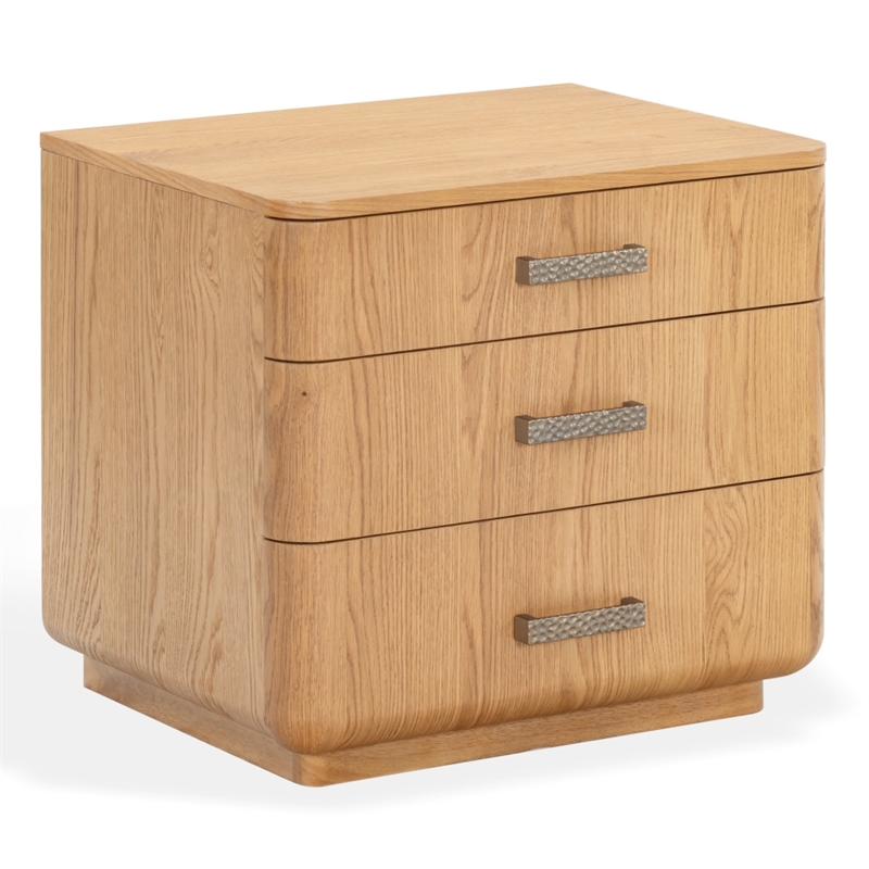 Safavieh Carmilla 3 Drawer Wood Nightstand in Brown / Oak