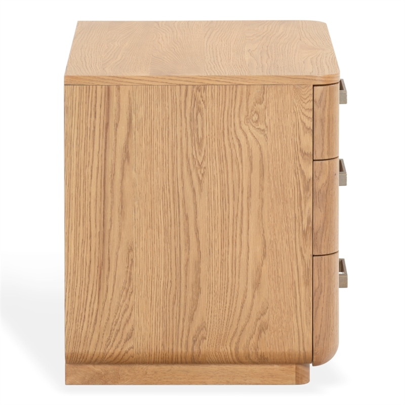 Safavieh Carmilla 3 Drawer Wood Nightstand in Brown / Oak