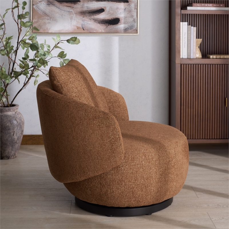 Safavieh Hannalisa Wood Swivel Chair in Brown