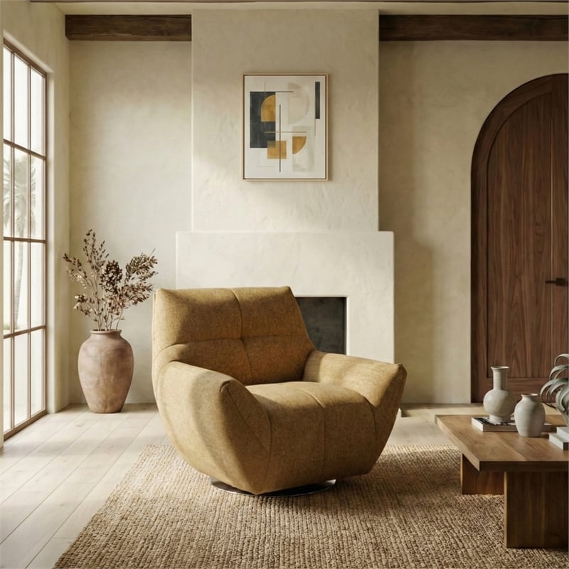Safavieh Layletta Wood Swivel Chair in Light Brown