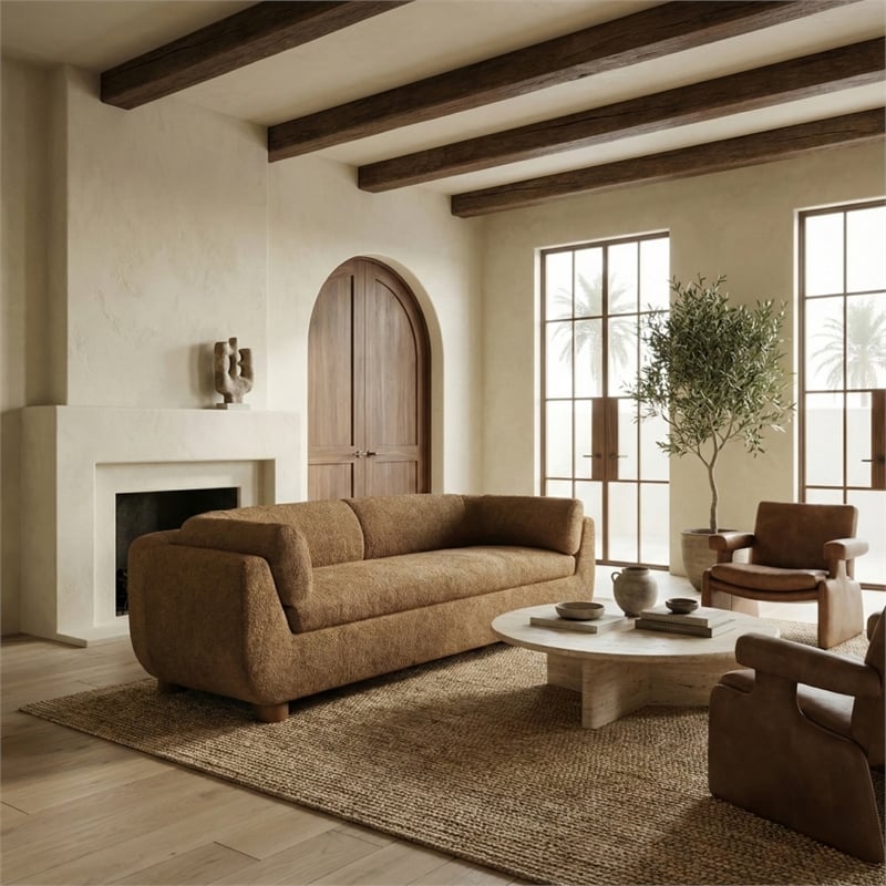 Safavieh Beccaletta Wood Sofa in Light Brown