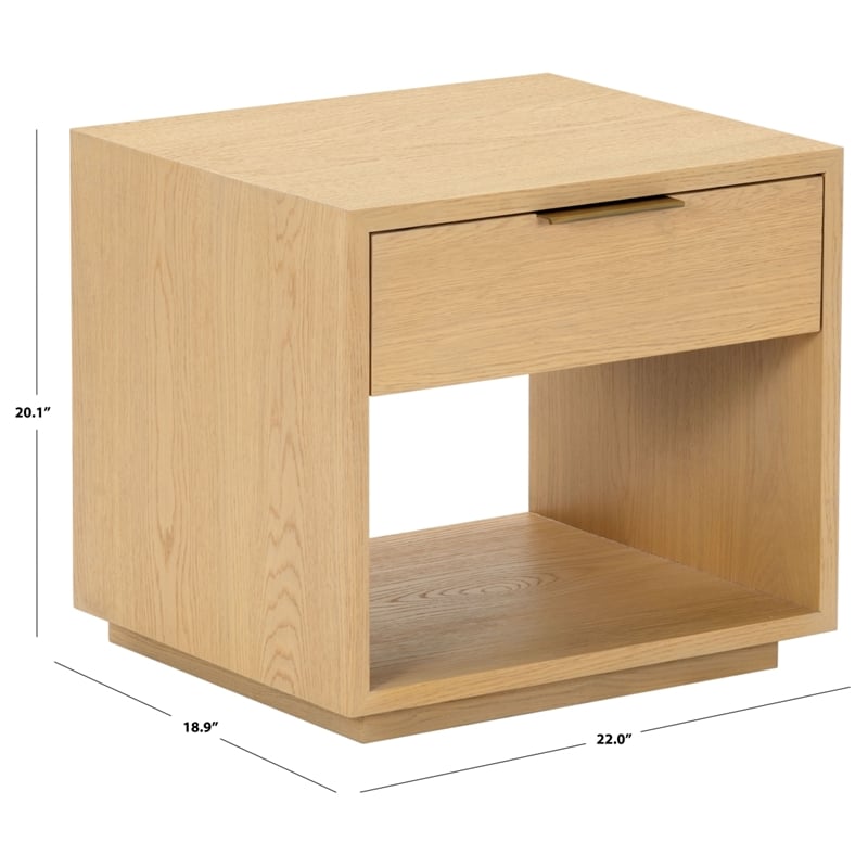 Safavieh Gabribecca 1 Drawer Wood Nightstand in Oak