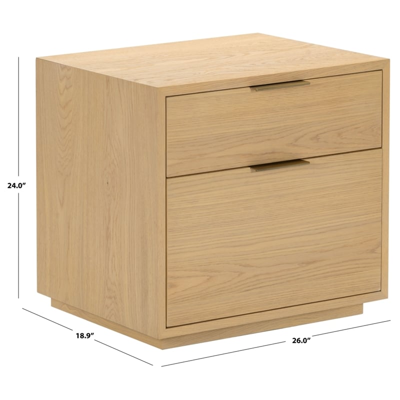 Safavieh Gabribecca 2 Drawer Wood Nightstand in Oak