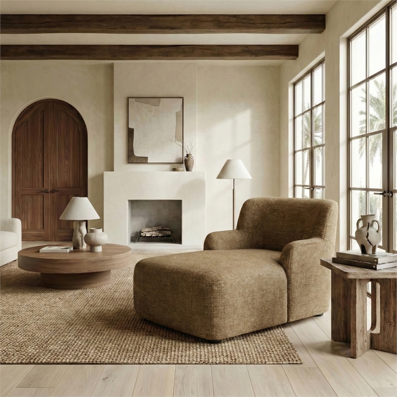 Safavieh Frederici Wood Chaise Lounge in Brown