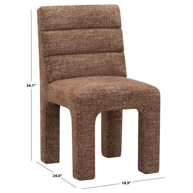 Safavieh Pietro Tufted Chenille and Wood Dining Chair in Brown
