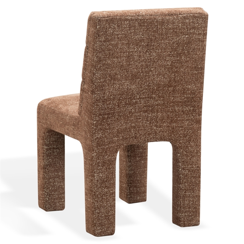 Safavieh Pietro Tufted Chenille and Wood Dining Chair in Brown