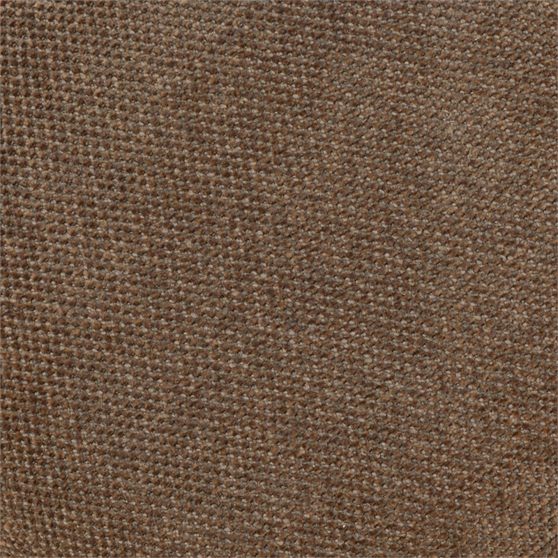 Safavieh Cecelia Round Chenille and Wood Ottoman in Brown/ Walnut