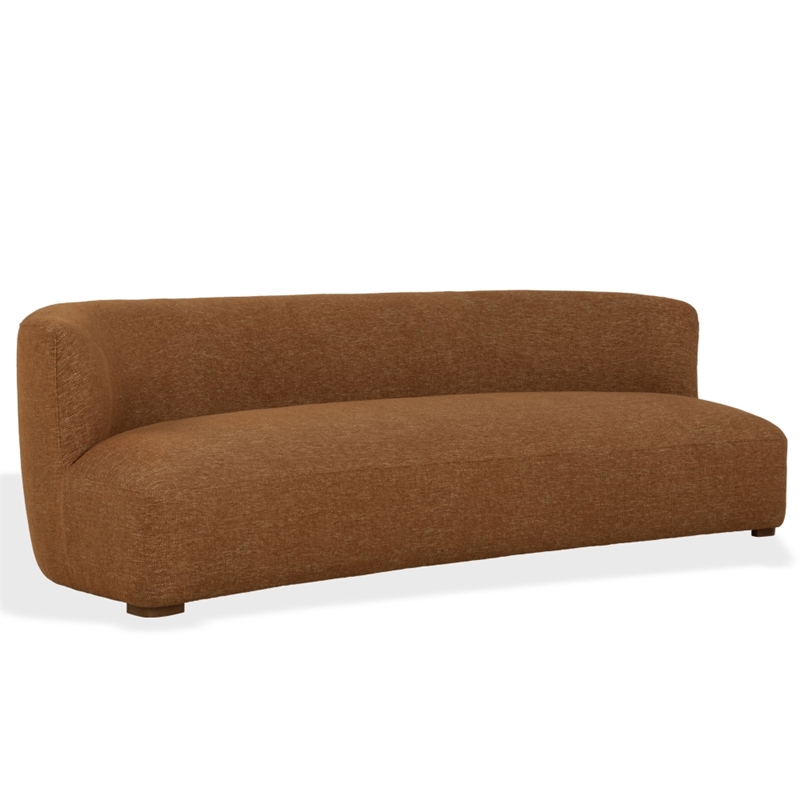 Safavieh Kellibriana Chenille and Wood Sofa in Brown / Walnut