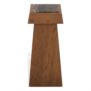 Safavieh Lakaytee Marble Top Drink Table in Walnut / Brown