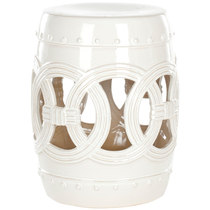 Safavieh White Ceramic Double Coin Stool in White