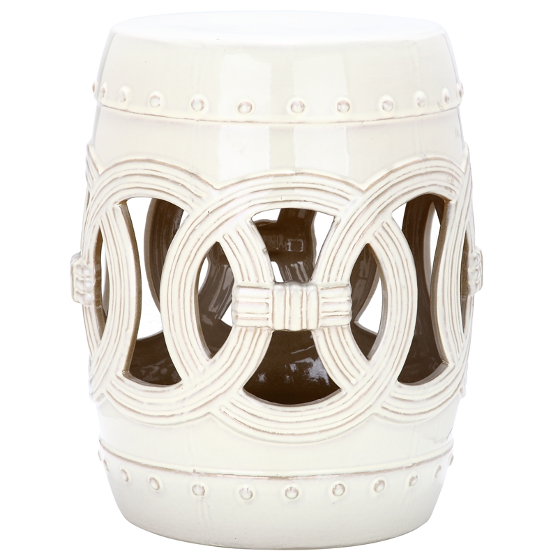 Safavieh Cream Ceramic Double Coin Stool in Cream