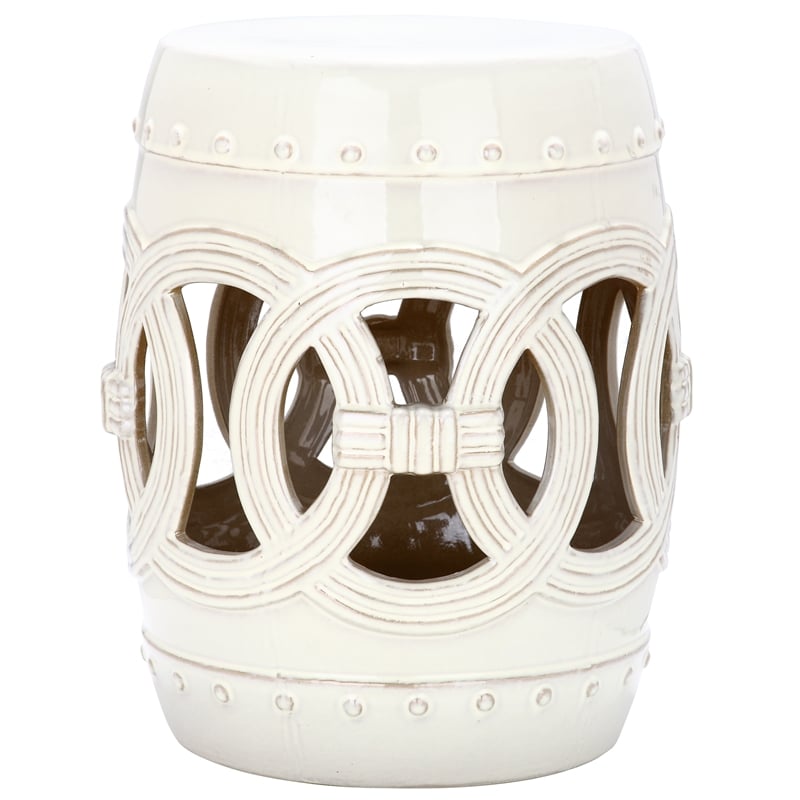 Safavieh Cream Ceramic Double Coin Stool in Cream