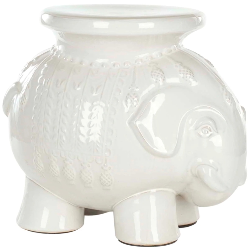 Safavieh Elephant Ceramic Garden Stool in White