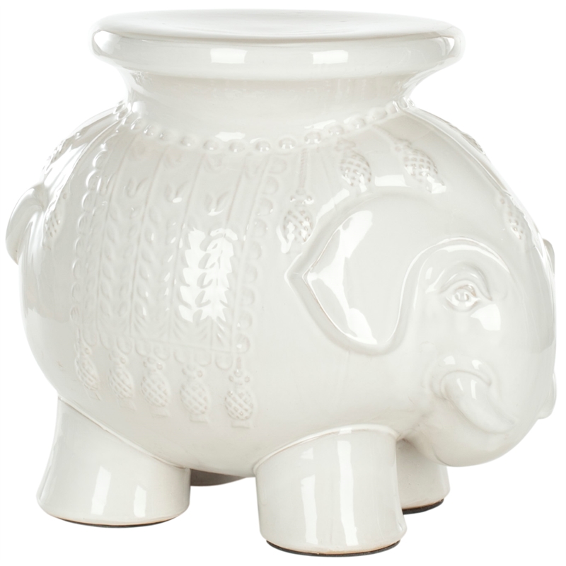Safavieh Elephant Ceramic Garden Stool in White
