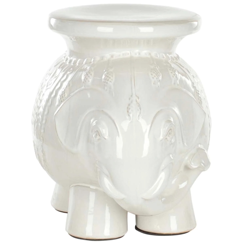 Safavieh Elephant Ceramic Garden Stool in White