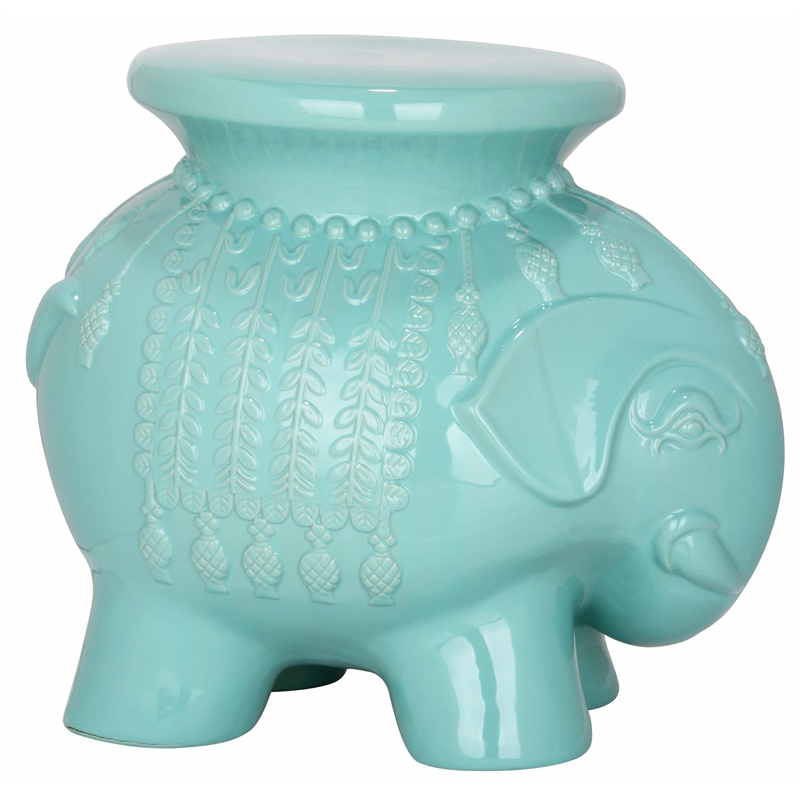 Safavieh Ceramic Elephant Stool in Navy